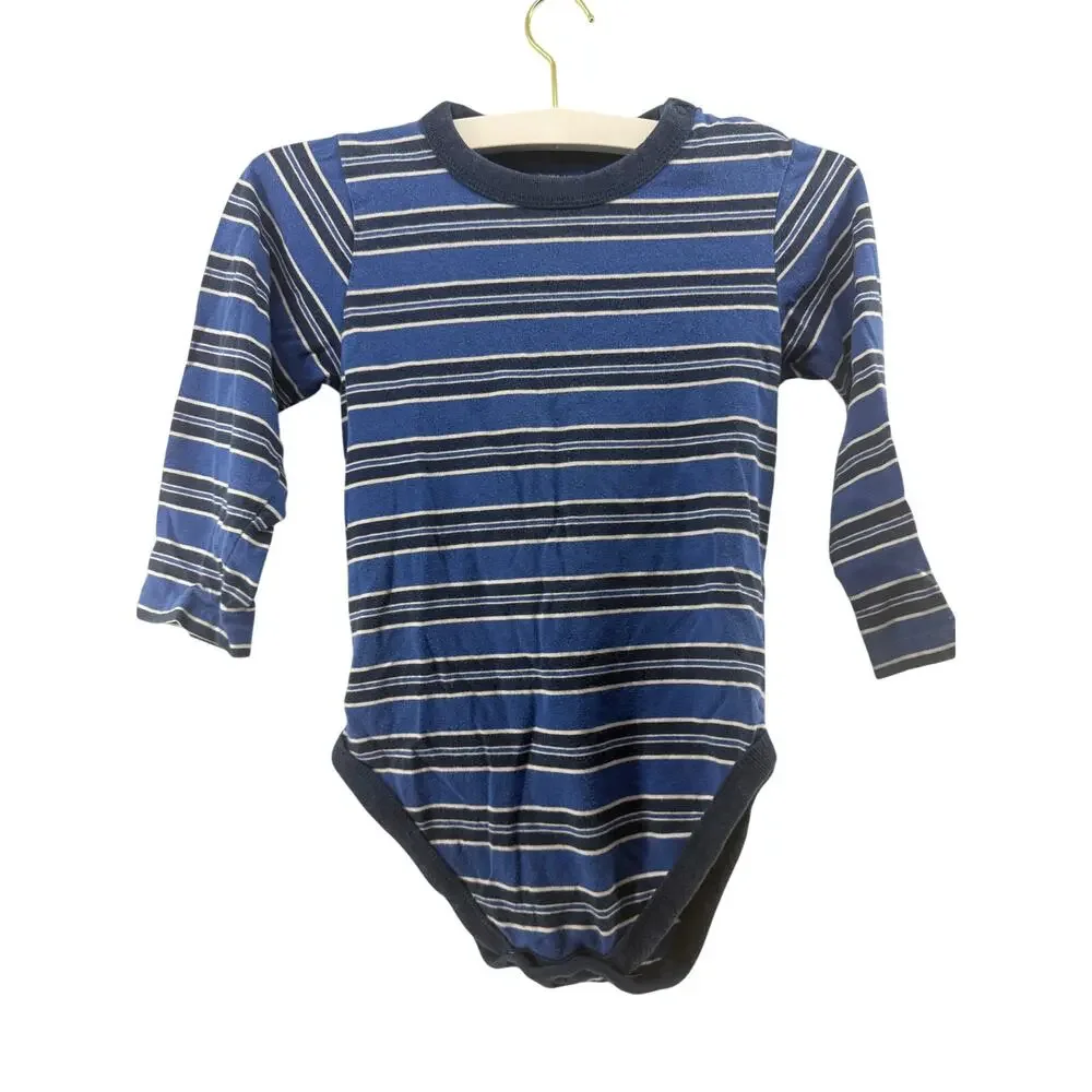 Vintage Children's Place Long Sleeve Bodysuit Blue Stripes 100% Cotton 4T